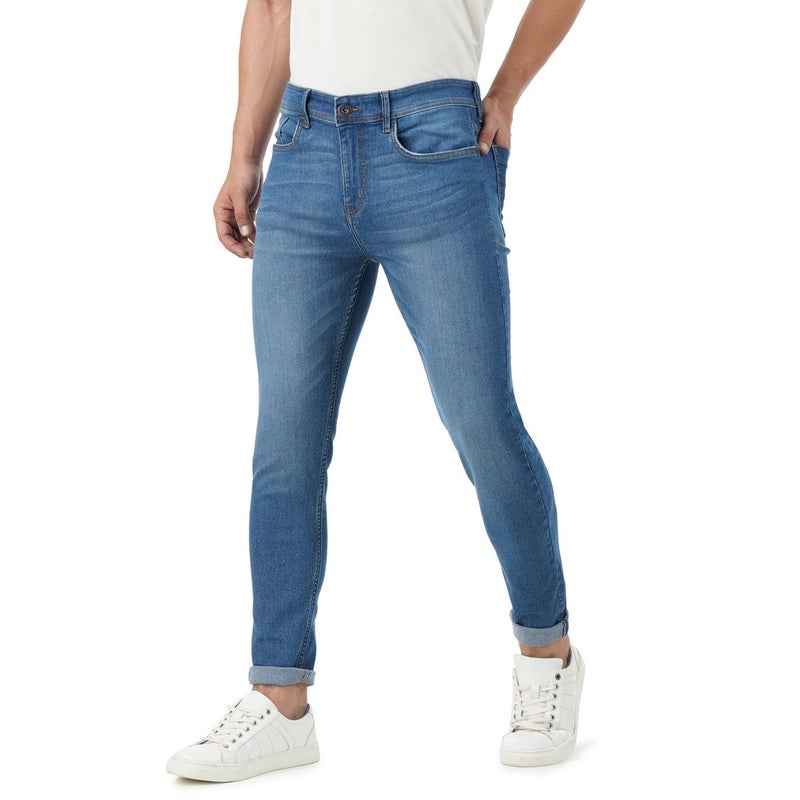 inkd جينز رجالي ضيق - متوسط الارتفاع | مزيج القطن | غرزة التباين | قماش قابل للتمدد | تصميم كلاسيك 5 بوكت - Image 1